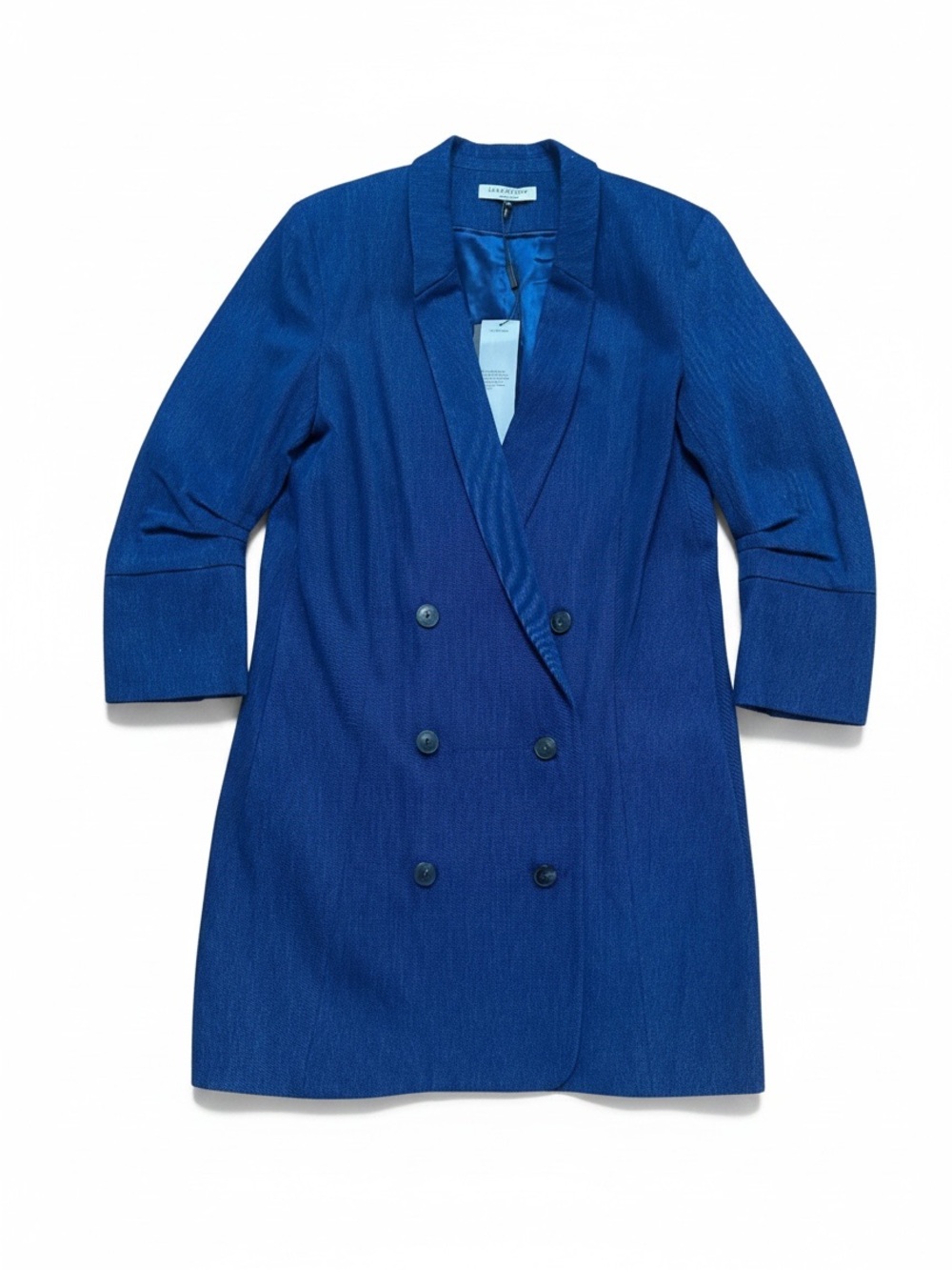 NWT Halston Heritage denim blue double breasted jacket size M
